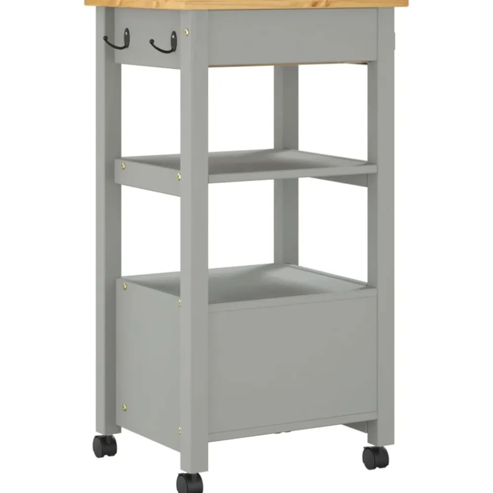 vidaXL Carrito de cocina MONZA madera maciza de pino 48x40x88,5 cm Gris Hot