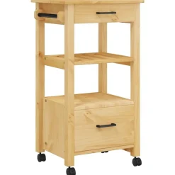 vidaXL Carros E Islas-Carrito de cocina MONZA madera maciza de pino 48x40x88,5 cm