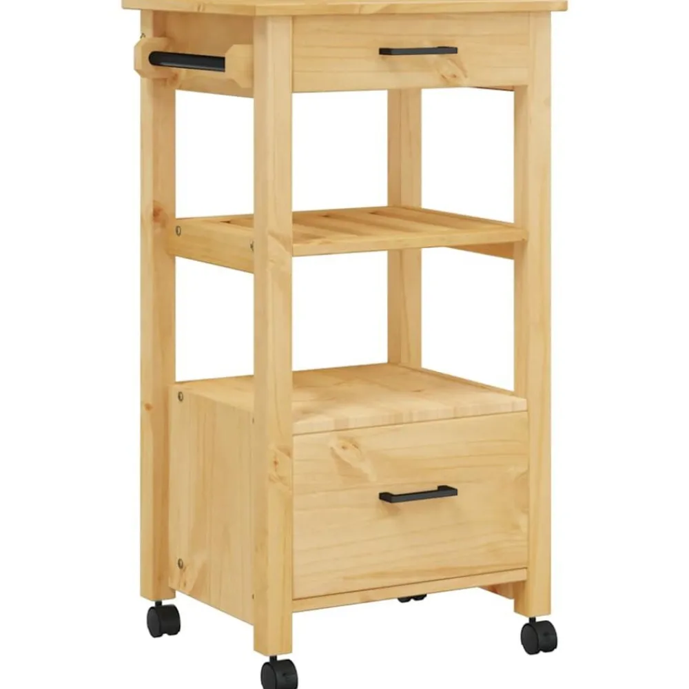 vidaXL Carros E Islas-Carrito de cocina MONZA madera maciza de pino 48x40x88,5 cm