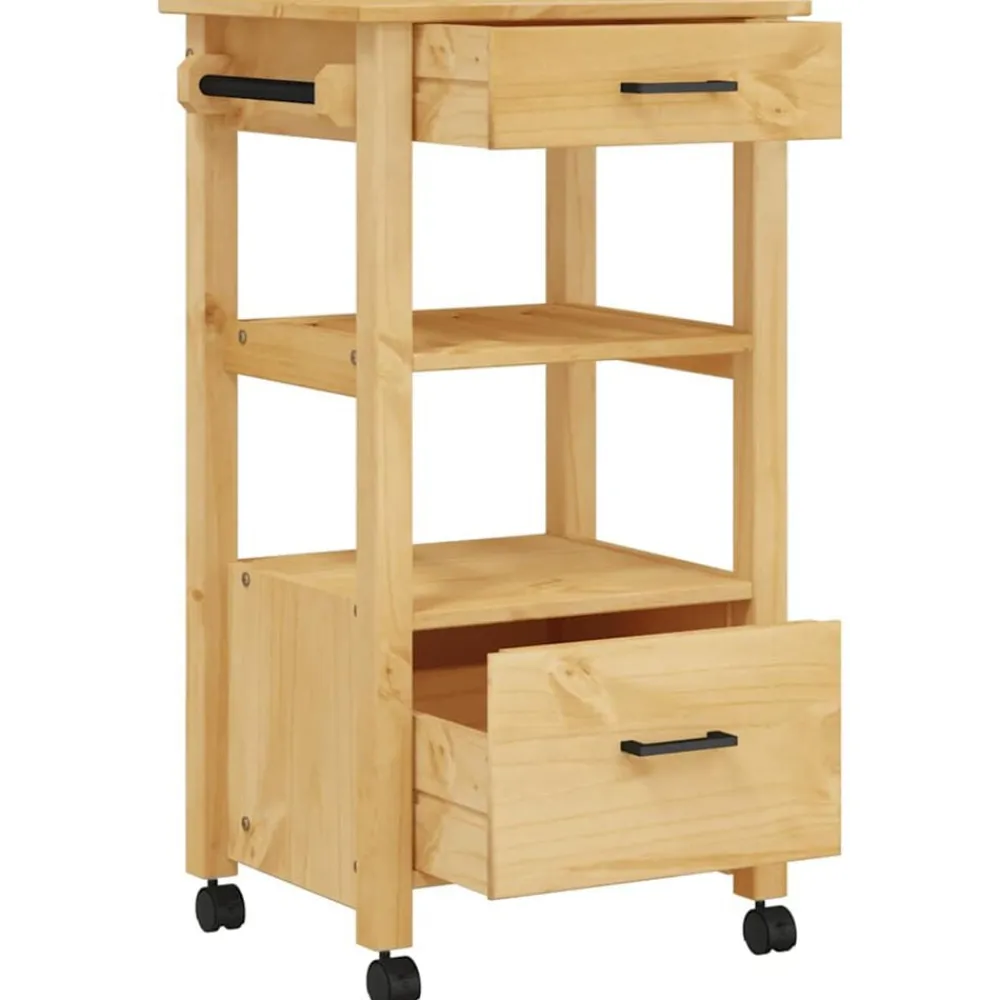 vidaXL Carros E Islas-Carrito de cocina MONZA madera maciza de pino 48x40x88,5 cm