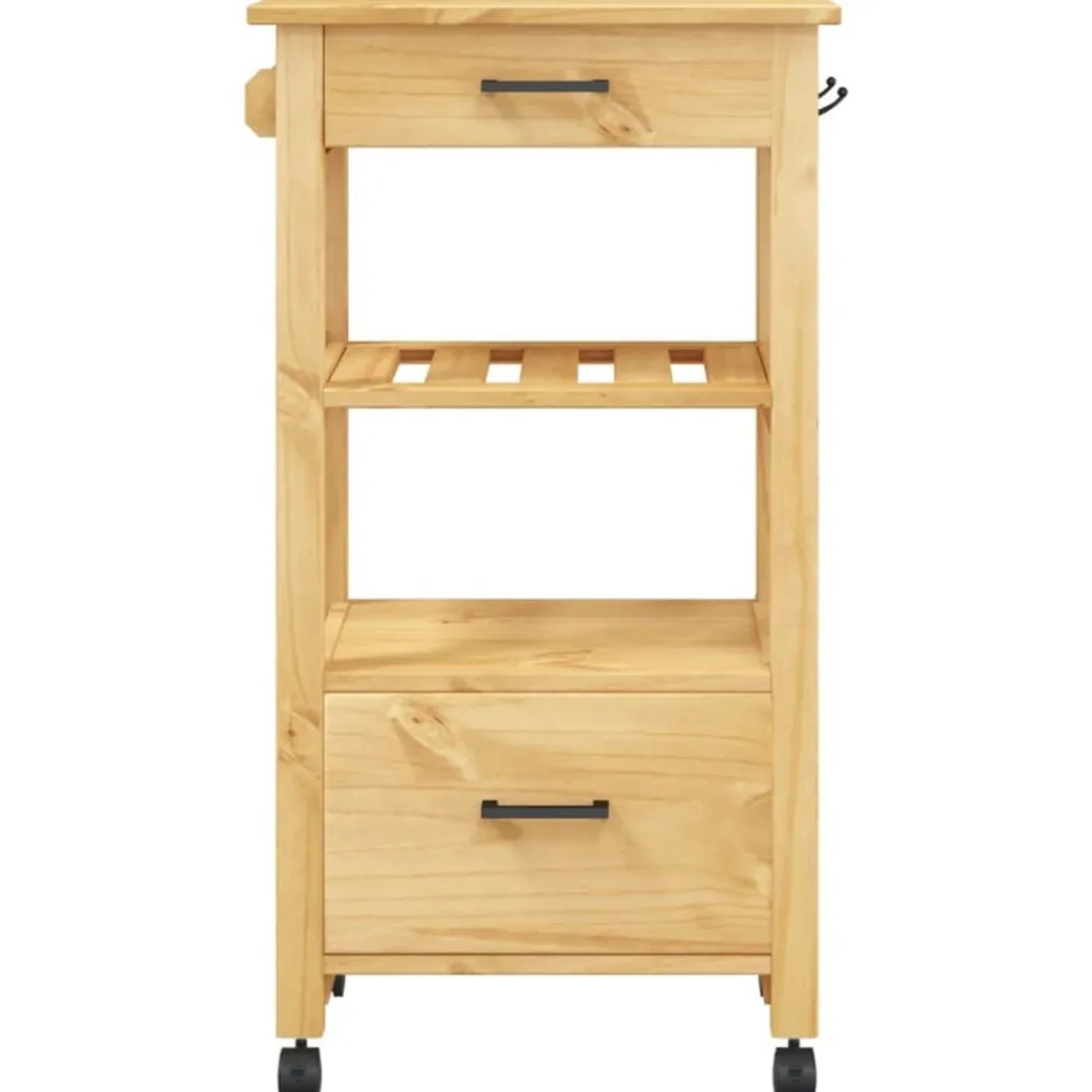 vidaXL Carros E Islas-Carrito de cocina MONZA madera maciza de pino 48x40x88,5 cm