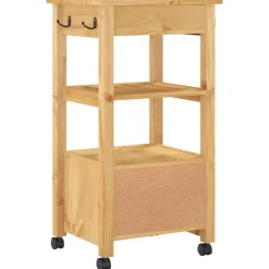 vidaXL Carros E Islas-Carrito de cocina MONZA madera maciza de pino 48x40x88,5 cm