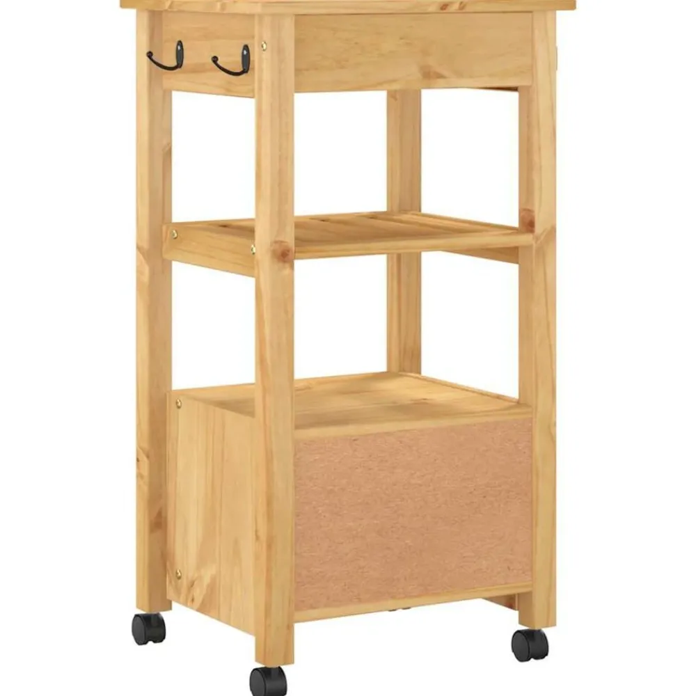 vidaXL Carros E Islas-Carrito de cocina MONZA madera maciza de pino 48x40x88,5 cm