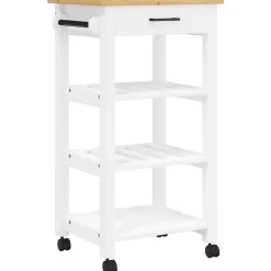 vidaXL Carros E Islas-Carrito de cocina MONZA madera maciza de pino 48x40x88,5 cm