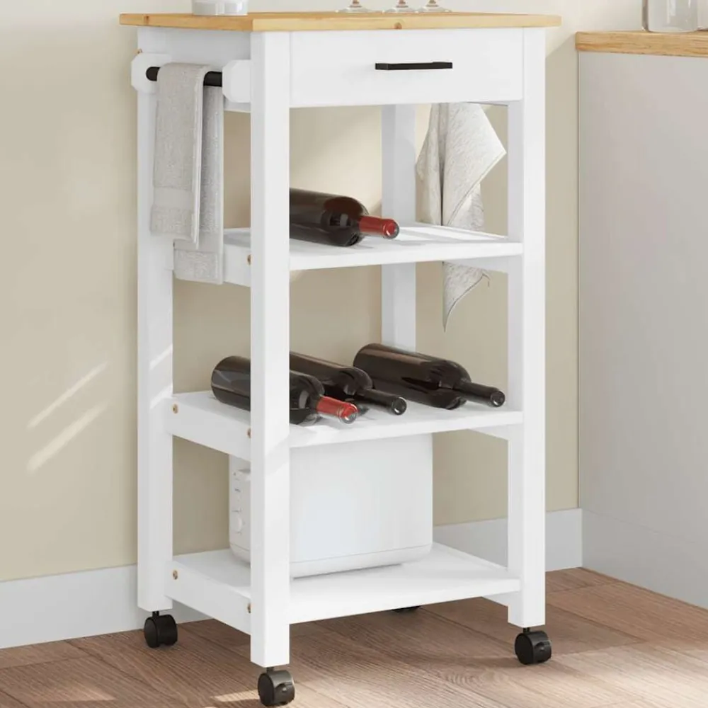 vidaXL Carros E Islas-Carrito de cocina MONZA madera maciza de pino 48x40x88,5 cm