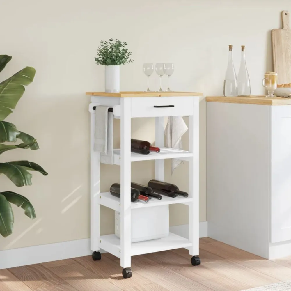 vidaXL Carros E Islas-Carrito de cocina MONZA madera maciza de pino 48x40x88,5 cm