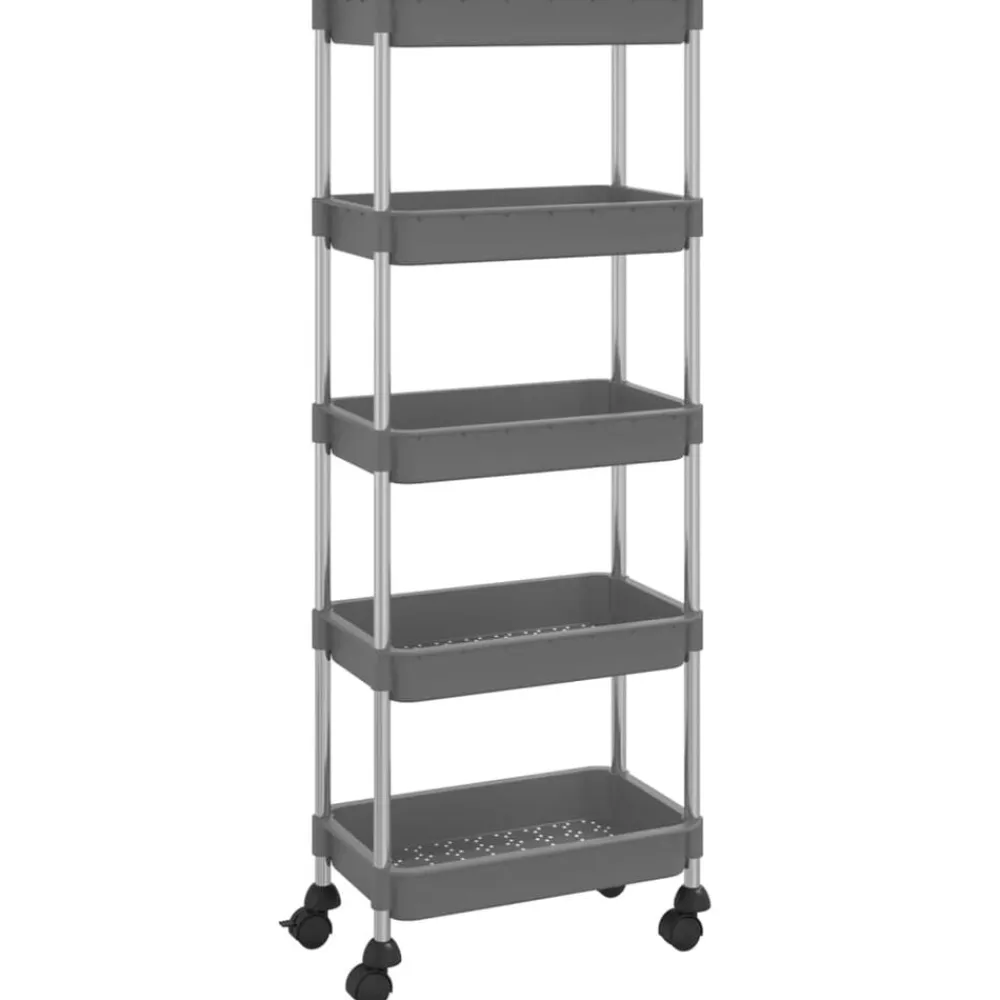vidaXL Carros E Islas-Carrito de cocina 5 niveles hierro y ABS 42x29x128 cm
