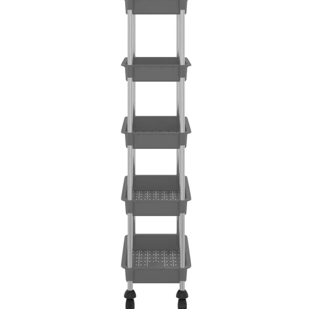 vidaXL Carros E Islas-Carrito de cocina 5 niveles hierro y ABS 42x29x128 cm