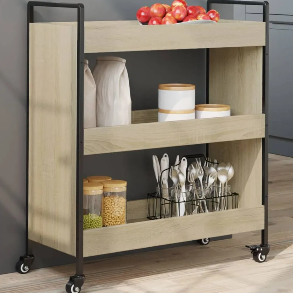 vidaXL Carrito de cocina madera de ingeniería 70x30x82 cm Roble Sonoma Outlet