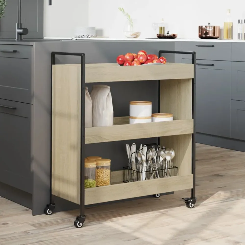 vidaXL Carrito de cocina madera de ingeniería 70x30x82 cm Roble Sonoma Outlet