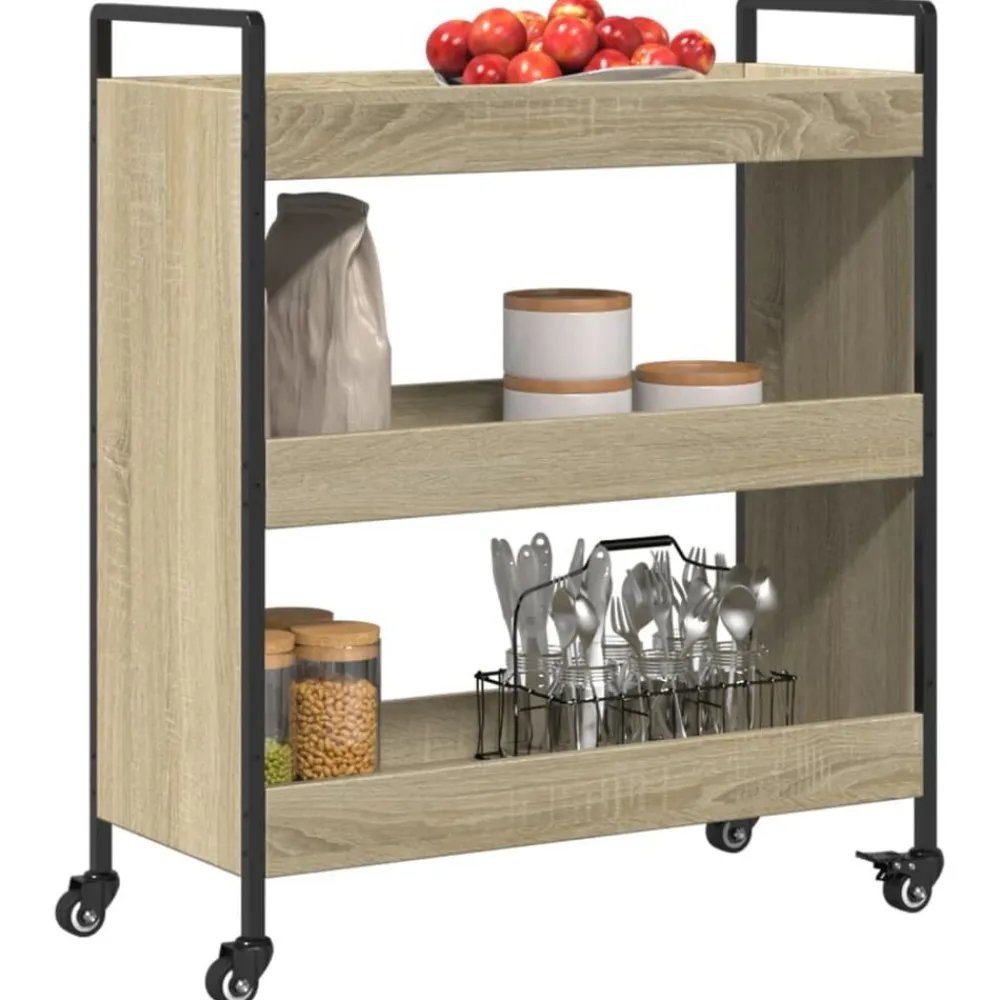 vidaXL Carrito de cocina madera de ingeniería 70x30x82 cm Roble Sonoma Outlet