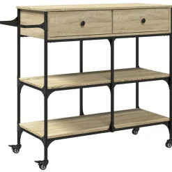 vidaXL Carrito de cocina madera ingeniería 105x42x95 cm Roble Sonoma Sale