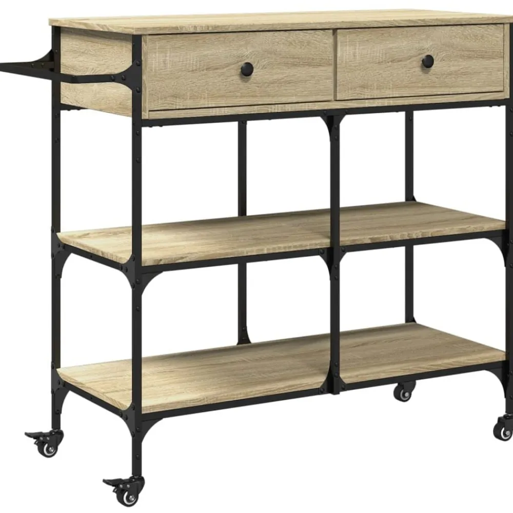 vidaXL Carrito de cocina madera ingeniería 105x42x95 cm Roble Sonoma Sale