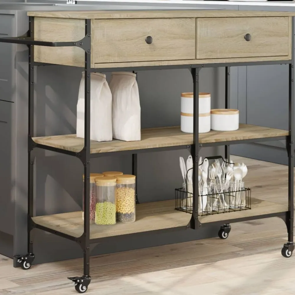 vidaXL Carrito de cocina madera ingeniería 105x42x95 cm Roble Sonoma Sale