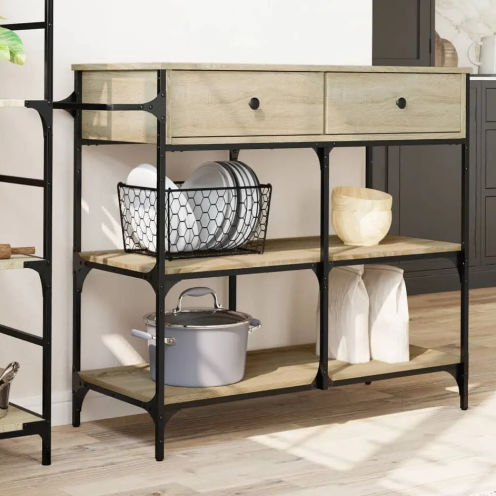 vidaXL Carrito de cocina madera ingeniería 105x42x95 cm Roble Sonoma Sale