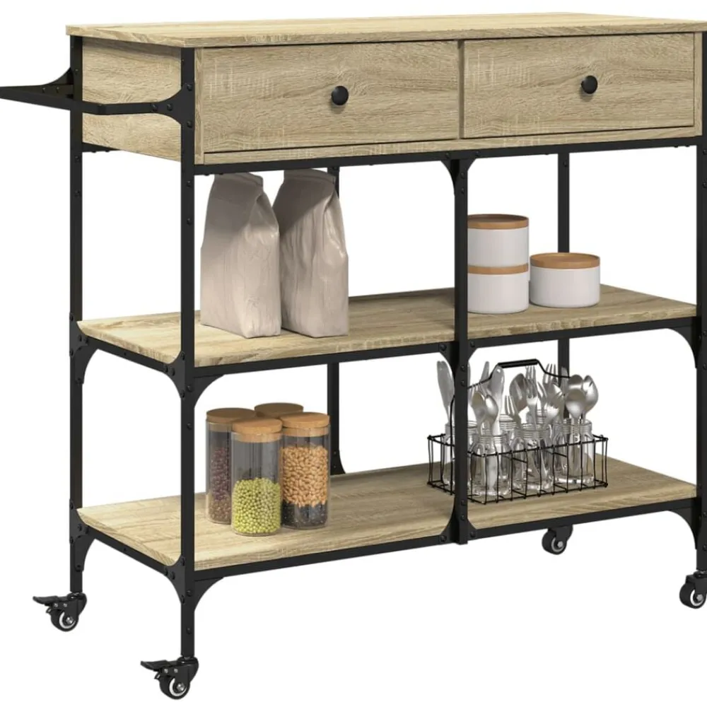 vidaXL Carrito de cocina madera ingeniería 105x42x95 cm Roble Sonoma Sale