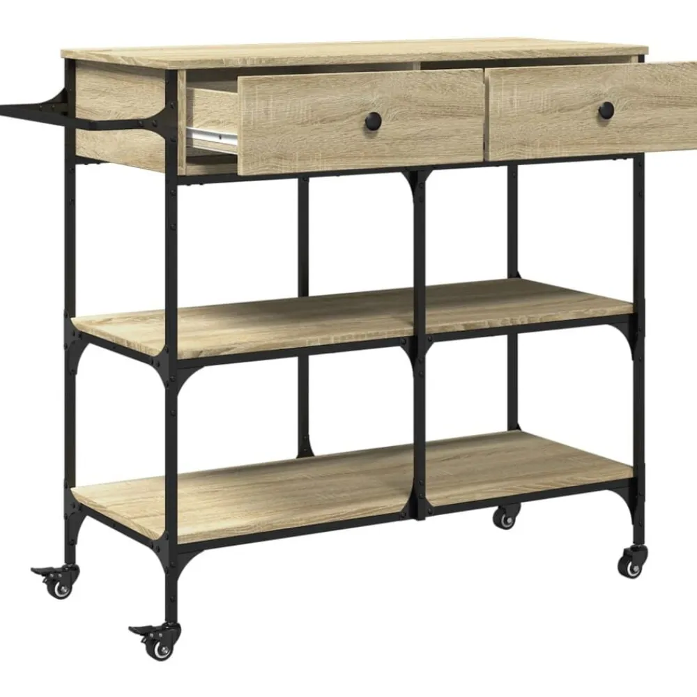 vidaXL Carrito de cocina madera ingeniería 105x42x95 cm Roble Sonoma Sale