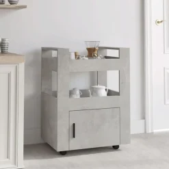 vidaXL Carros E Islas-Carrito de cocina madera contrachapada gris hormigón 60x45x80cm