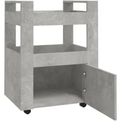 vidaXL Carros E Islas-Carrito de cocina madera contrachapada gris hormigón 60x45x80cm