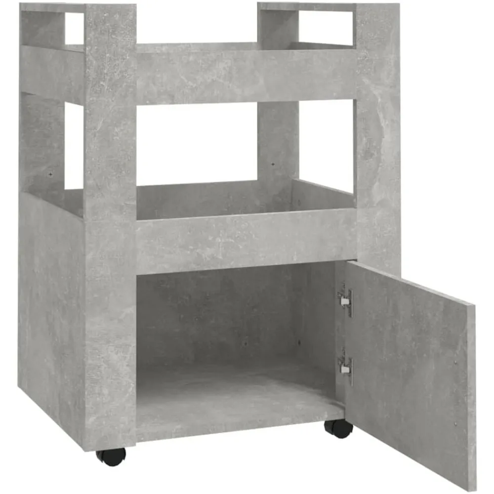 vidaXL Carros E Islas-Carrito de cocina madera contrachapada gris hormigón 60x45x80cm