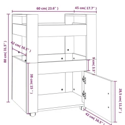 vidaXL Carros E Islas-Carrito de cocina madera contrachapada gris hormigón 60x45x80cm