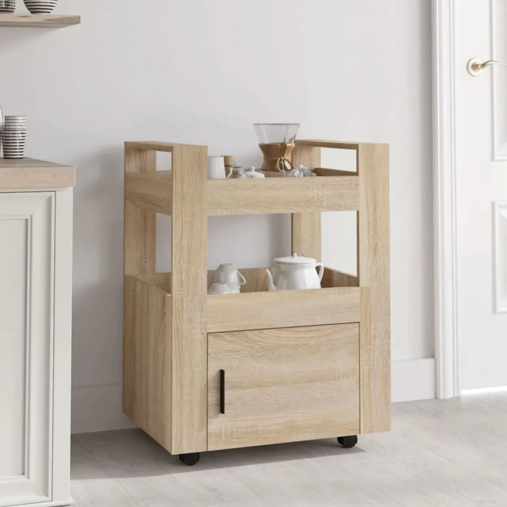 vidaXL Carrito de cocina madera contrachapada color roble 60x45x80 cm Roble Sonoma Outlet