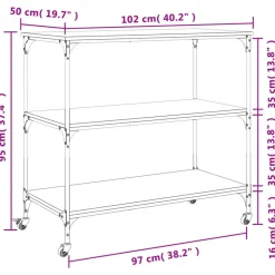 vidaXL Carros E Islas-Carrito de cocina madera ingeniería 102x50x95 cm