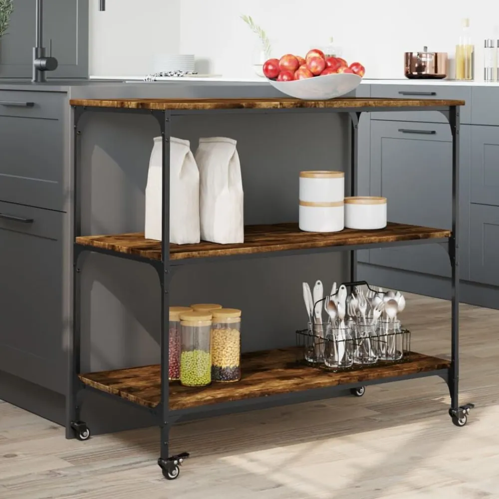 vidaXL Carros E Islas-Carrito de cocina madera ingeniería 102x50x95 cm
