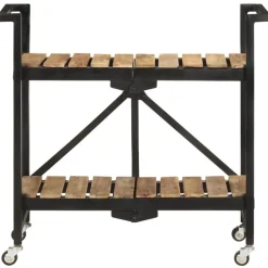 vidaXL Carros E Islas-Carrito de cocina de madera maciza de mango 87x36x81 cm