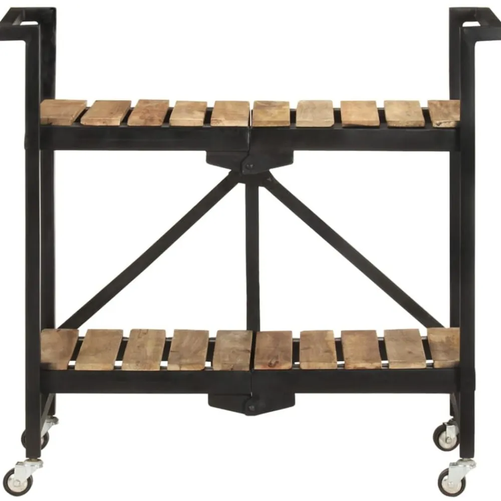 vidaXL Carros E Islas-Carrito de cocina de madera maciza de mango 87x36x81 cm