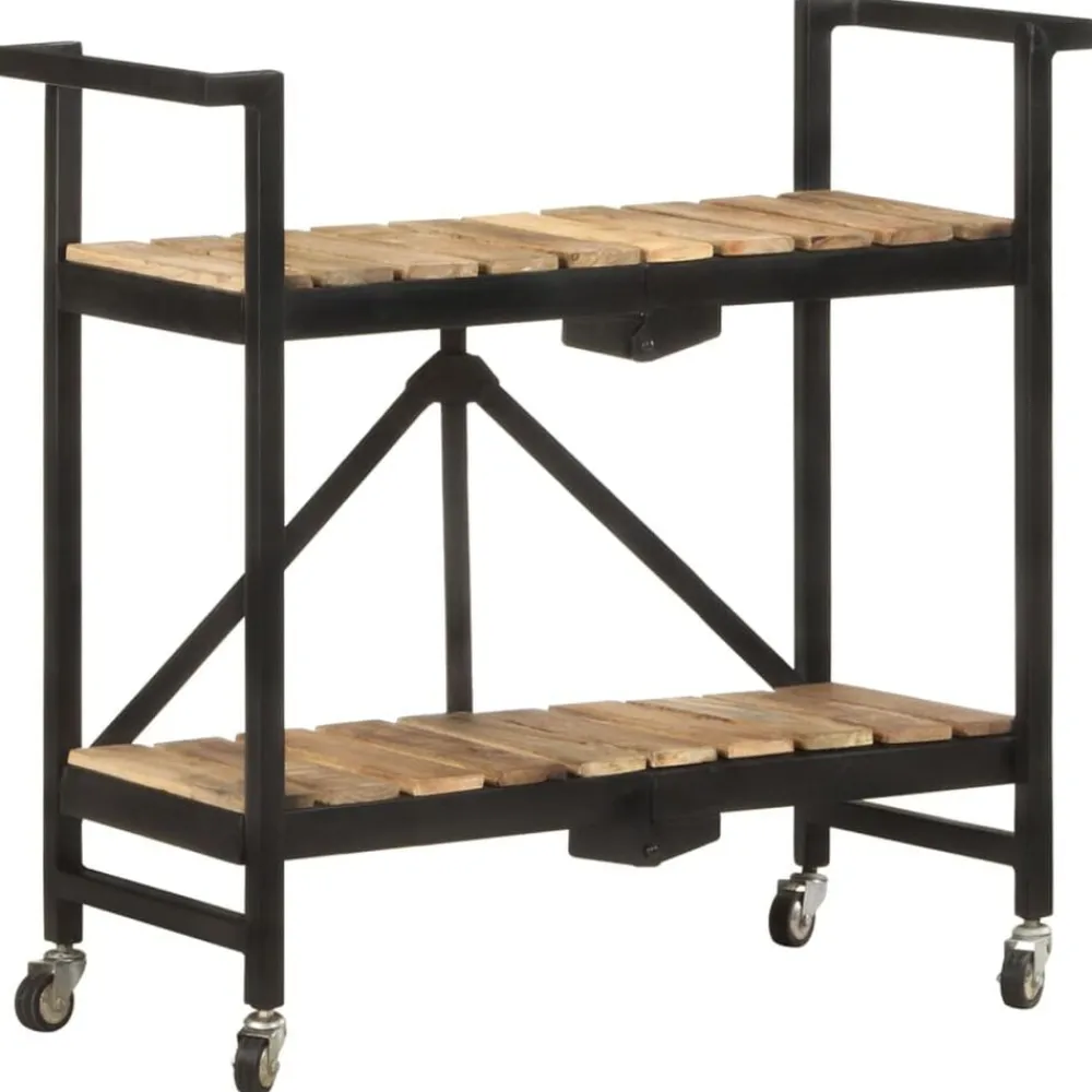 vidaXL Carros E Islas-Carrito de cocina de madera maciza de mango 87x36x81 cm