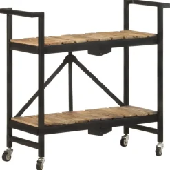 vidaXL Carros E Islas-Carrito de cocina de madera maciza de mango 87x36x81 cm