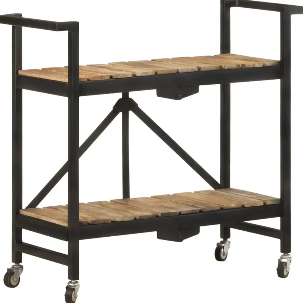 vidaXL Carros E Islas-Carrito de cocina de madera maciza de mango 87x36x81 cm