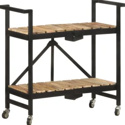 vidaXL Carros E Islas-Carrito de cocina de madera maciza de mango 87x36x81 cm