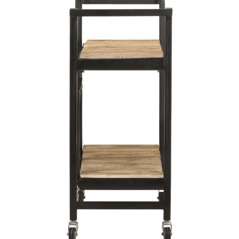 vidaXL Carros E Islas-Carrito de cocina de madera maciza de mango 87x36x81 cm