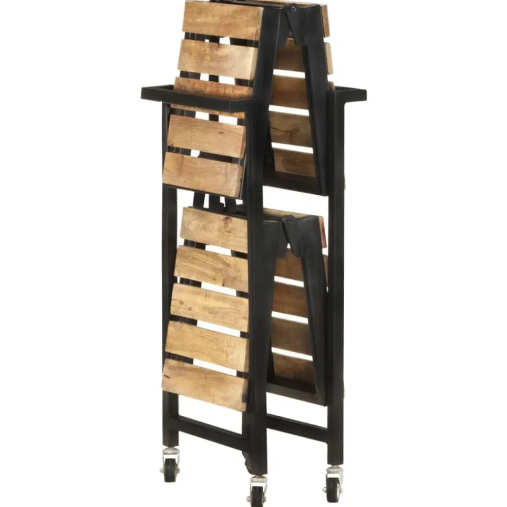 vidaXL Carros E Islas-Carrito de cocina de madera maciza de mango 87x36x81 cm