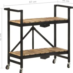 vidaXL Carros E Islas-Carrito de cocina de madera maciza de mango 87x36x81 cm