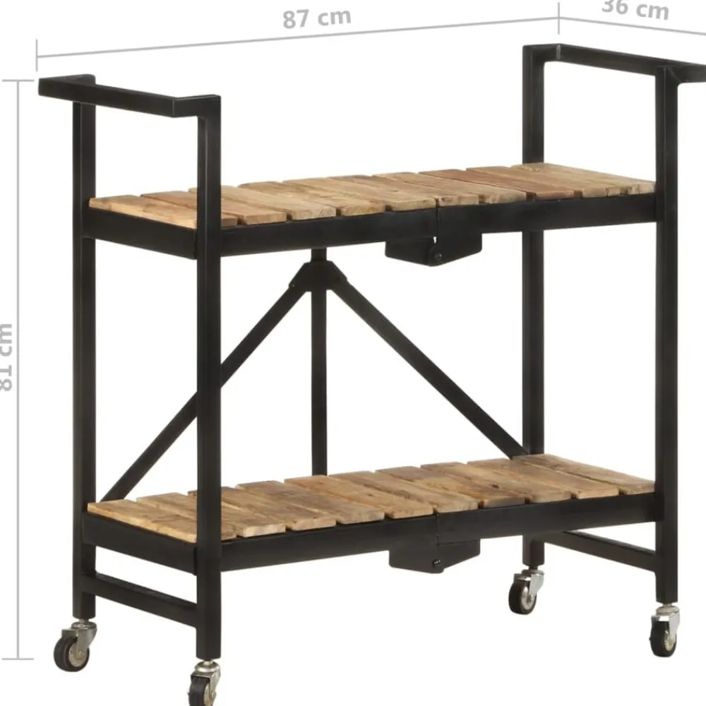 vidaXL Carros E Islas-Carrito de cocina de madera maciza de mango 87x36x81 cm