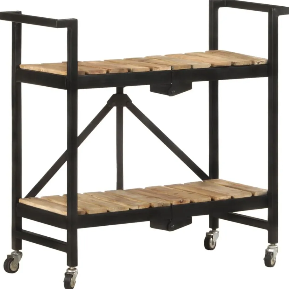 vidaXL Carros E Islas-Carrito de cocina de madera maciza de mango 87x36x81 cm