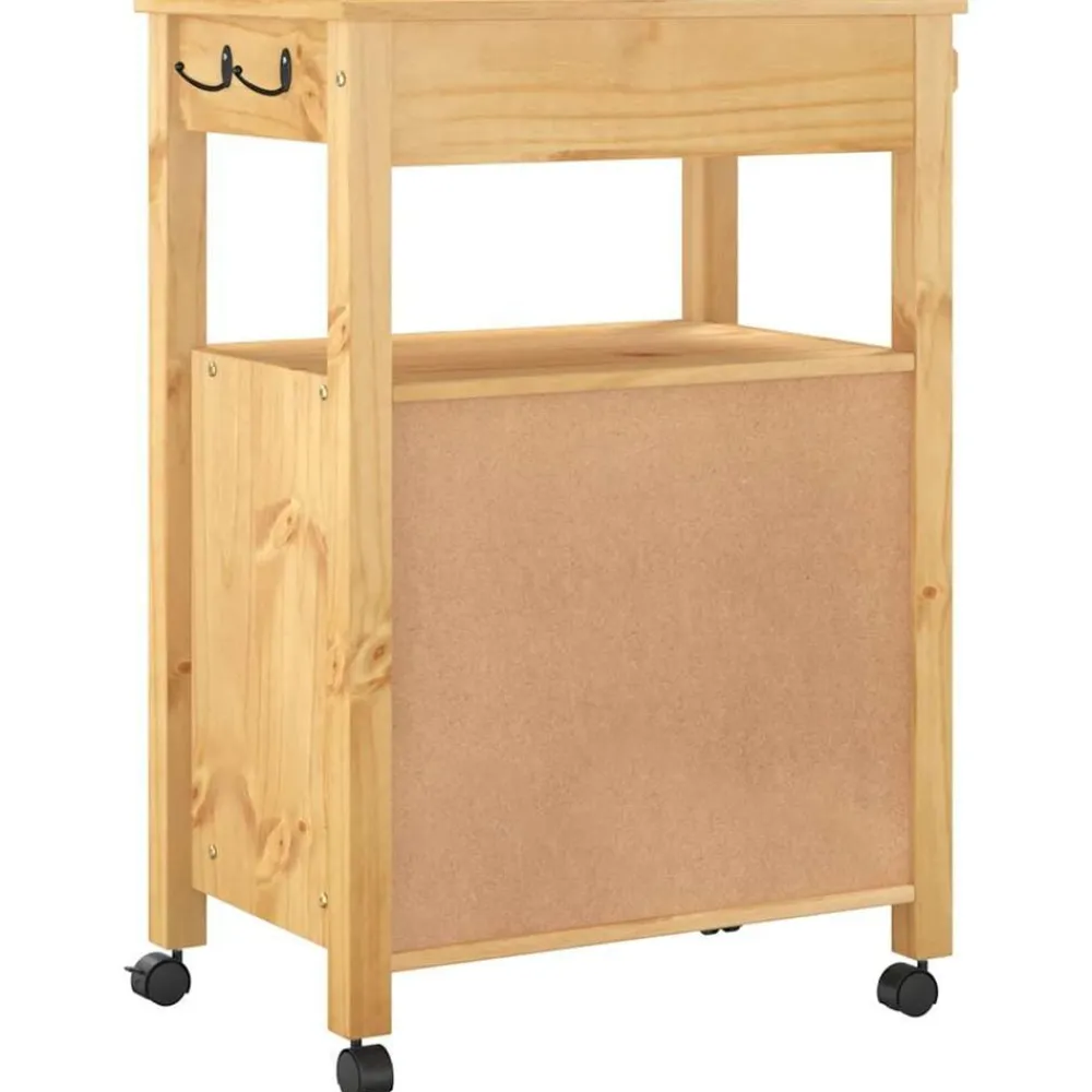 vidaXL Carrito de cocina MONZA madera maciza de pino 60x40x88,5 cm Marrón New