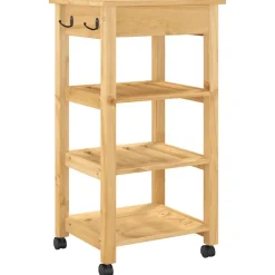 vidaXL Carros E Islas-Carrito de cocina MONZA madera maciza de pino 48x40x88,5 cm
