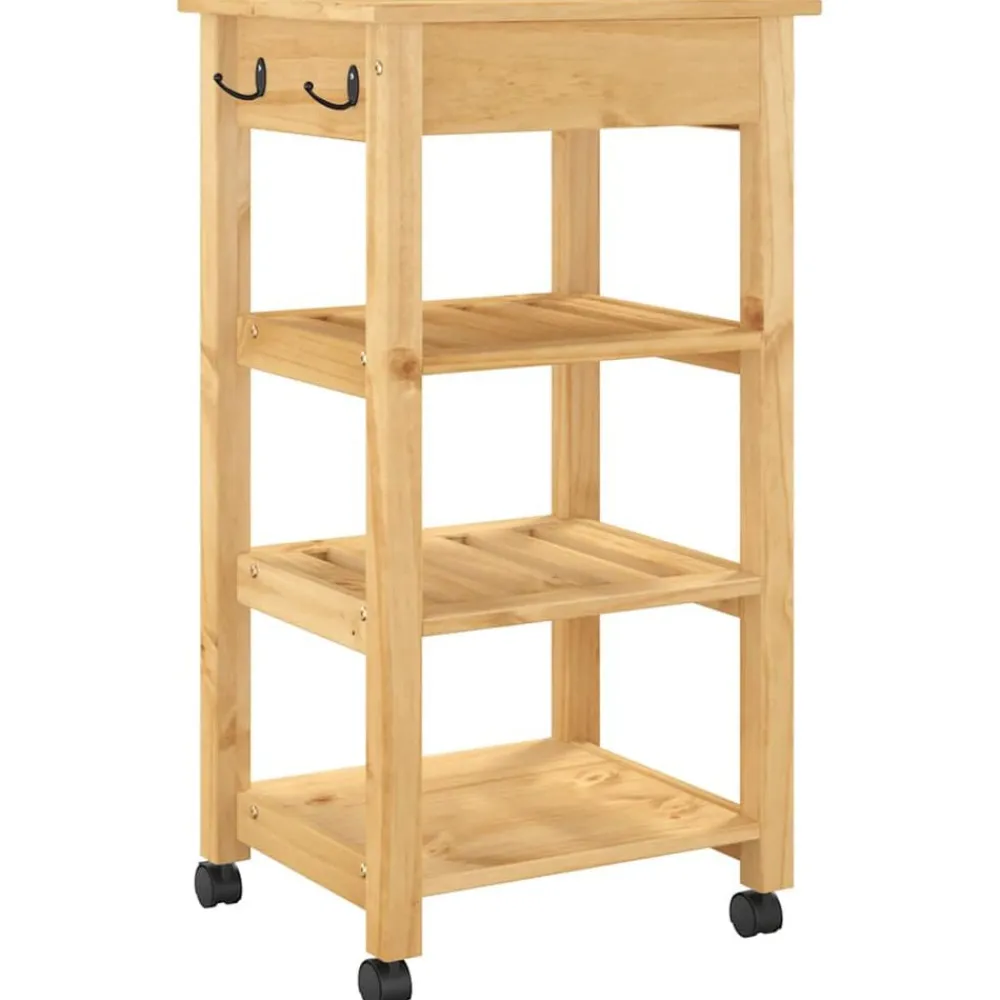 vidaXL Carros E Islas-Carrito de cocina MONZA madera maciza de pino 48x40x88,5 cm