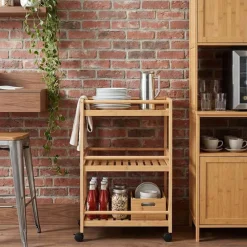 vidaXL Carrito de cocina con ruedas Natural 46 x 38 x 76 cm Bambú Hot