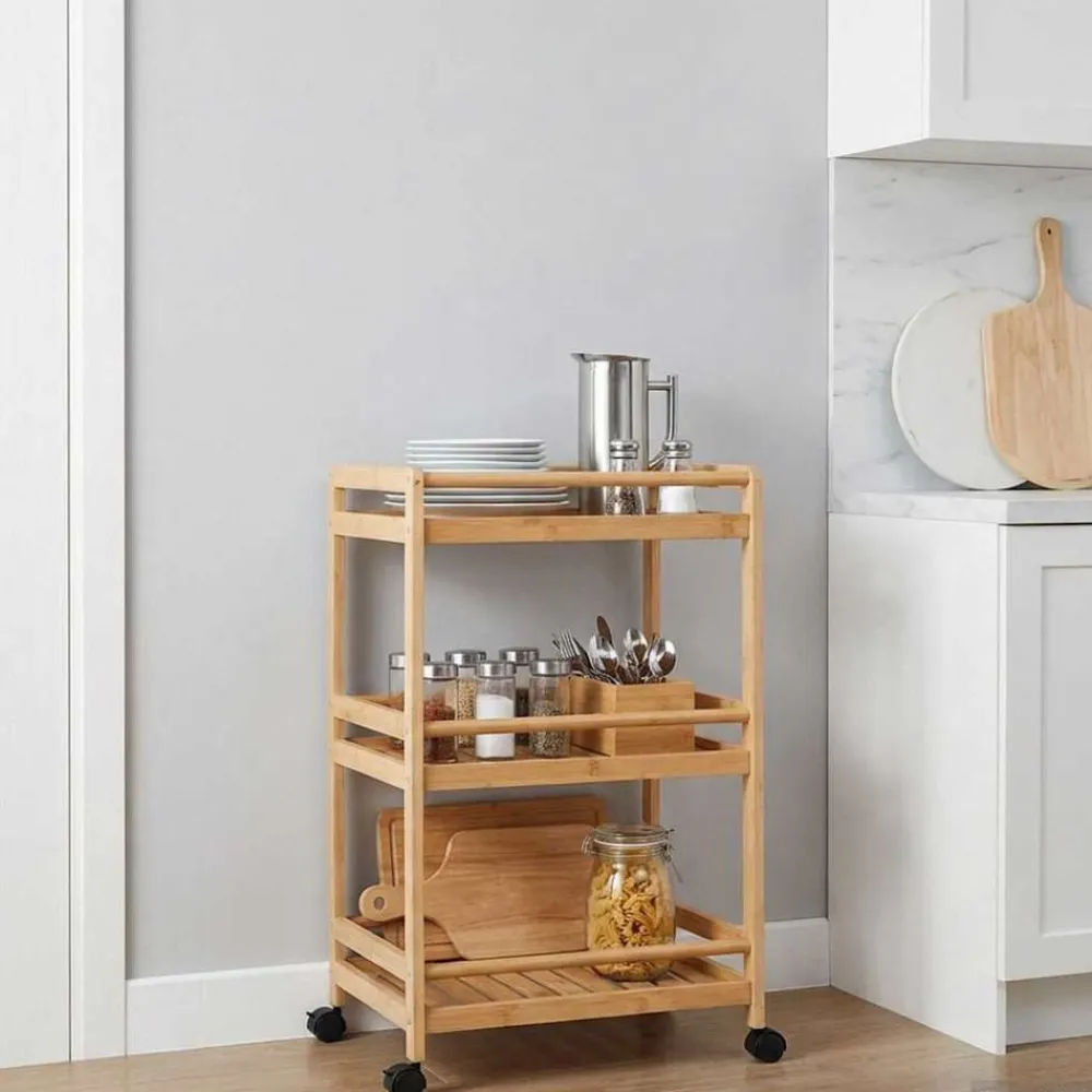 vidaXL Carrito de cocina con ruedas Natural 46 x 38 x 76 cm Bambú Hot