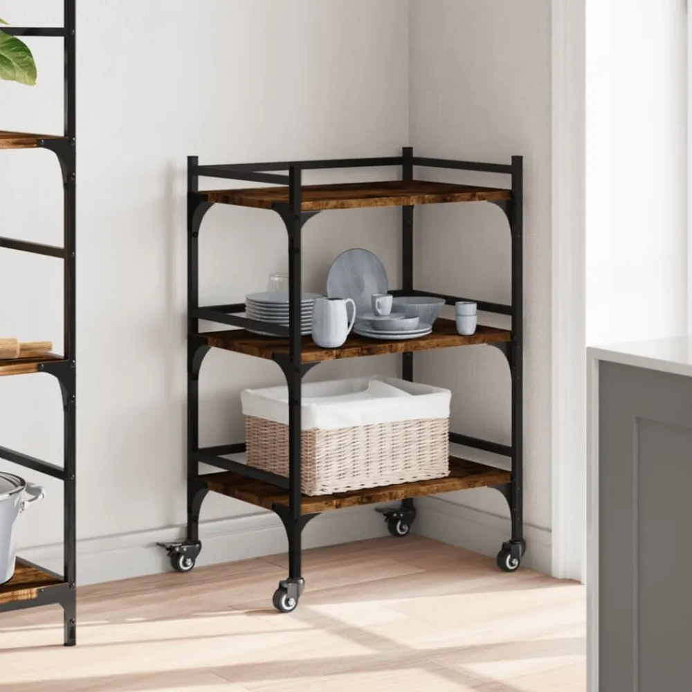 vidaXL Carros E Islas-Carrito de cocina madera ingeniería 50x35x75,5 cm