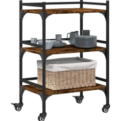vidaXL Carros E Islas-Carrito de cocina madera ingeniería 50x35x75,5 cm