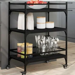 vidaXL Carros E Islas-Carrito de cocina de madera de ingeniería 65x40x86,5 cm