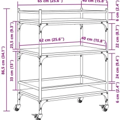 vidaXL Carros E Islas-Carrito de cocina de madera de ingeniería 65x40x86,5 cm