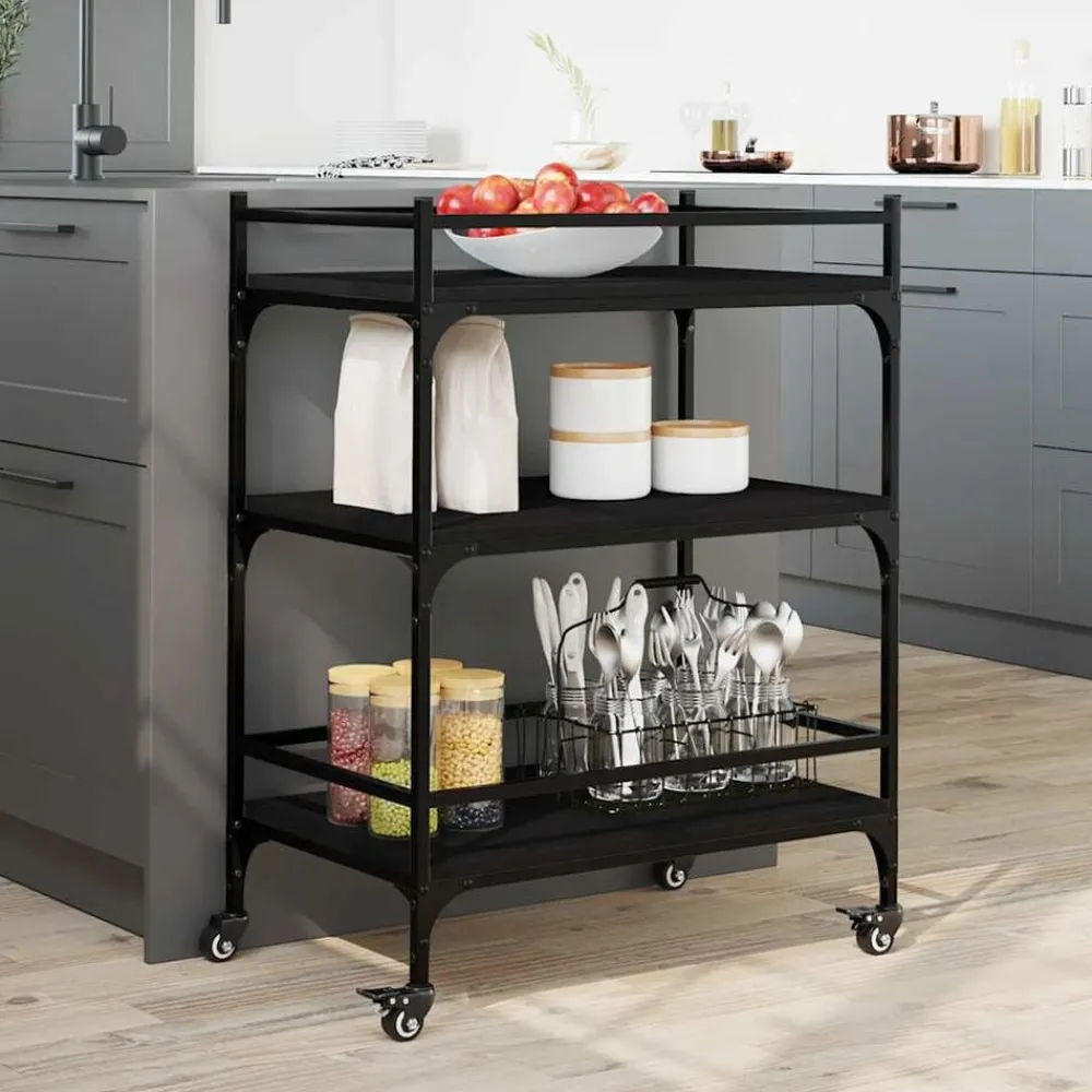 vidaXL Carros E Islas-Carrito de cocina de madera de ingeniería 65x40x86,5 cm