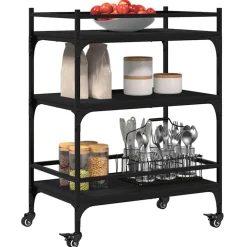 vidaXL Carros E Islas-Carrito de cocina de madera de ingeniería 65x40x86,5 cm